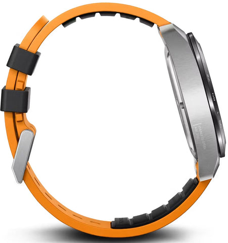 Smartwatch with an orange band on a white background