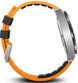 Smartwatch with an orange band on a white background