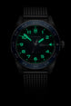 Black watch with green digital display on a black background