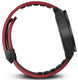 Red and black smartwatch band on a white background