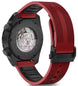 Watch with a red strap and black case on a white background
