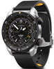 Victorinox watch with black strap and silver case on a white background