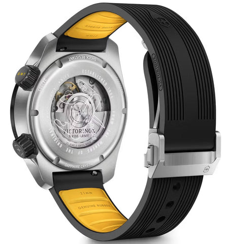 Watch with black and yellow strap on a white background