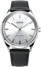 Vulcain Watch Grand Prix Silver Black Calf Leather 670171A50.BAC201
