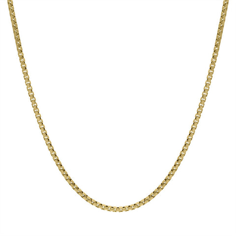 Yellow Gold Plated Sterling Silver 18 Inch Rounded Box Chain SC973_18