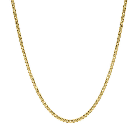 Yellow Gold Plated Sterling Silver 24 Inch Rounded Box Chain