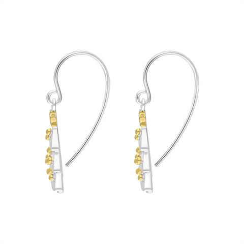 Yellow Gold Plated Sterling Silver Christmas Tree Hook Earrings