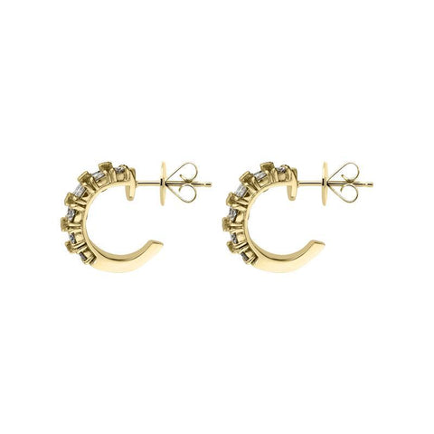 00077429 18ct Yellow Gold Diamond 17 Stone Hoop Earrings, PJW-060