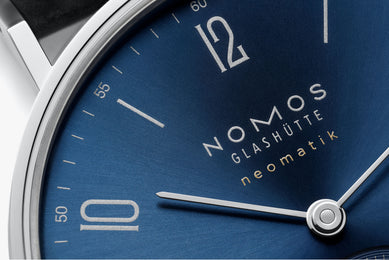 Nomos Glashutte Tangente Neomatik Blue Gold Sapphire Crystal Watch