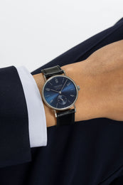 Nomos Glashutte Tangente Neomatik 39 Blue Gold Sapphire Crystal Watch