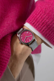 Nomos Glashutte Club Campus Deep Pink 38 Steel Back Watch