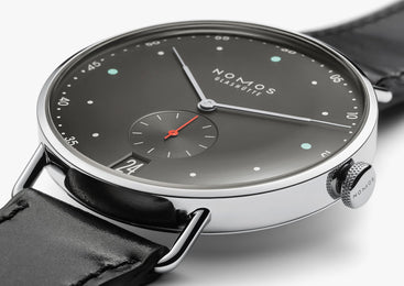 Nomos Glashutte Watch Metro 38 Datum Urban Black Sapphire Crystal