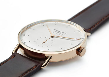 Nomos Glashutte Metro Neomatik 39 Rose Gold Sapphire Crystal Watch