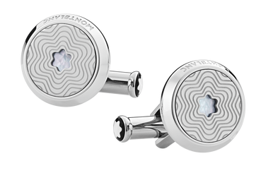 Montblanc Stainless Steel Mother of Pearl Exploding Star Cufflinks 123808