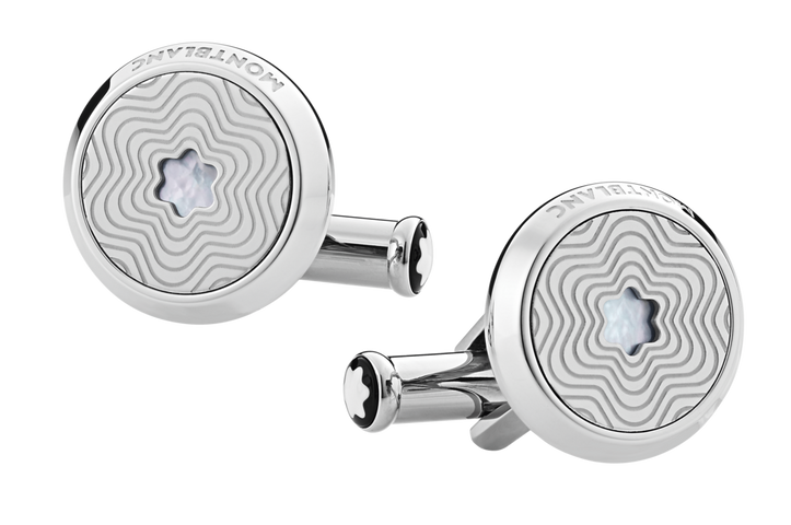 Montblanc Stainless Steel Mother of Pearl Exploding Star Cufflinks 123808