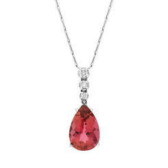 18ct White Gold 4.86ct Rubylite Diamond Pear Necklace D