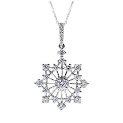 18ct White Gold 0.43ct Diamond Snowflake Necklace. P2829. 
