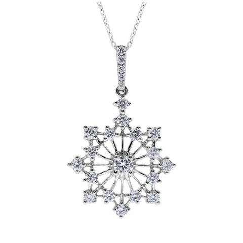 18ct White Gold 0.43ct Diamond Snowflake Necklace. P2829. 