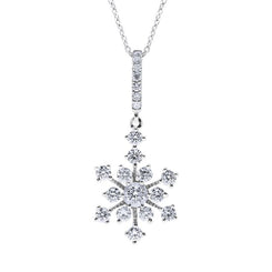 18ct White Gold 0.64ct Diamond Snowflake Necklace P2827. 