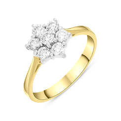 18ct Yellow Gold 0.44ct Diamond Flower Cluster Ring, FEU-1243.