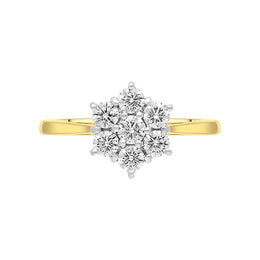 18ct Yellow Gold 0.44ct Diamond Flower Cluster Ring, FEU-1243._2