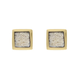18ct Yellow Gold Coquina Dinky Square Stud Earrings, E034