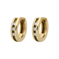 18ct Yellow Gold Diamond Brilliant Cut Hoop Earrings, BRN-195.