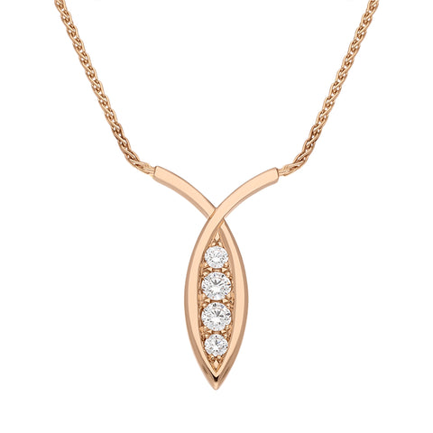 18ct Rose Gold 0.28ct Diamond Fish Necklace, BLC-300