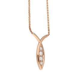 18ct Rose Gold 0.28ct Diamond Fish Necklace, BLC-300_2