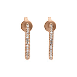 18ct Rose Gold Diamond Hoop Earrings, BLC-272