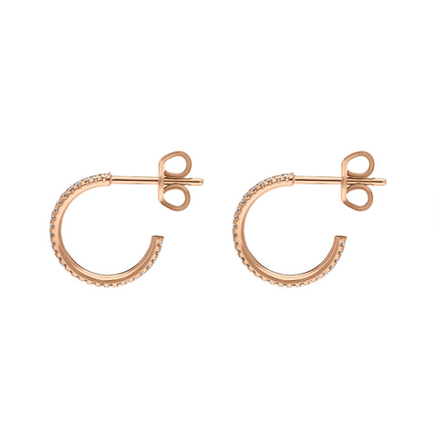 18ct Rose Gold Diamond Hoop Earrings, BLC-272_3