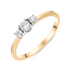 18ct Rose Gold Diamond Three Stone Ring, BLC-281