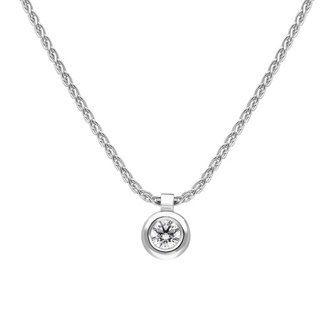 18ct White Gold 0.15ct Diamond Solitaire Pendant Necklace, BLC-301