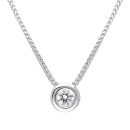 18ct White Gold 0.25ct Diamond Certified Solitaire Pendant Necklace, BLC-297