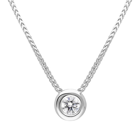 18ct White Gold 0.25ct Diamond Certified Solitaire Pendant Necklace, BLC-297