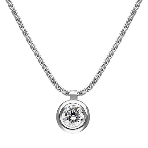 18ct White Gold 0.32ct Diamond Certified Solitaire Pendant Necklace, BLC-303
