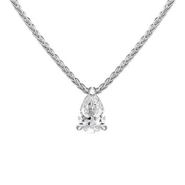 18ct White Gold 0.32ct Diamond Solitaire Pear Necklace BLC-194