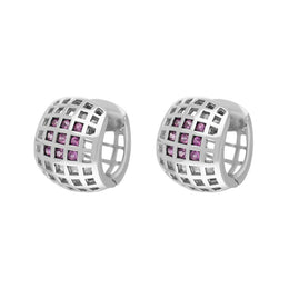 18ct White Gold 0.53ct Pink Sapphire Hoop Earrings, OCR480715.