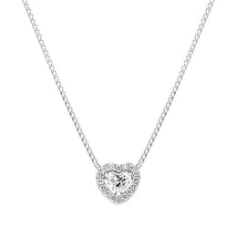 18ct White Gold 0.56ct Diamond Pave Heart Necklace BLC-198