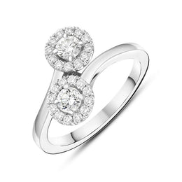 18ct White Gold 0.60ct Diamond Double Cross Over Ring BLC-167