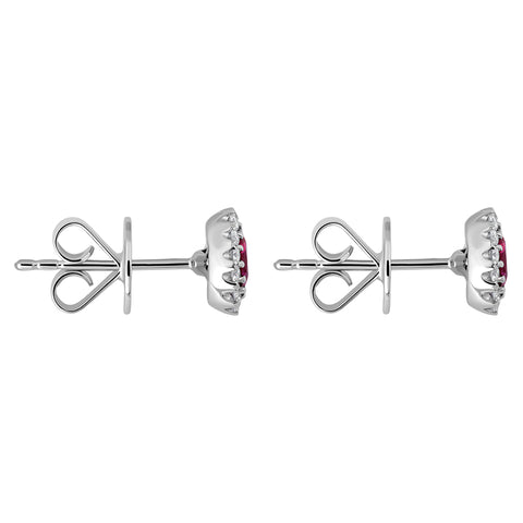 18ct White Gold 0.62ct Ruby and Diamond Oval Stud Earrings, FEU-1923_2