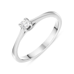 18ct White Gold Diamond Round Brilliant Cut Solitaire Ring, BLC-299