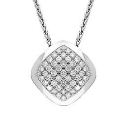 18ct White Gold Diamond Square Necklace, B982CD