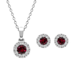 18ct White Gold Ruby Diamond Two Piece Gift Set, S147