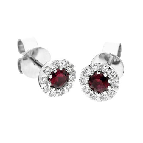18ct White Gold Ruby Diamond Two Piece Gift Set, S147 earrings side
