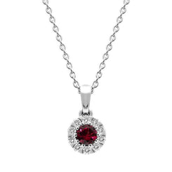 18ct White Gold Ruby and Diamond Cluster Pendant P3548C