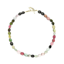 18ct White Gold Tourmaline Beaded Chunky Necklace UNITOURMT