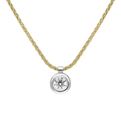 18ct White Yellow Gold 0.23ct Diamond Certified Solitaire Pendant Necklace, BLC-302