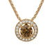 18ct Rose Gold 0.48ct Brown Diamond Halo Necklace, BLC-067.