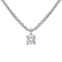 18ct White Gold 0.10ct Diamond Brilliant Cut Solitaire Necklace BLC-101